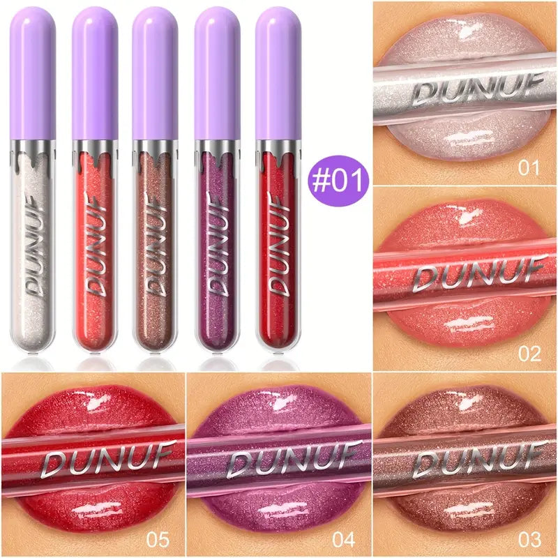 5pcs Long-Lasting Lip Gloss Set, Waterproof,
