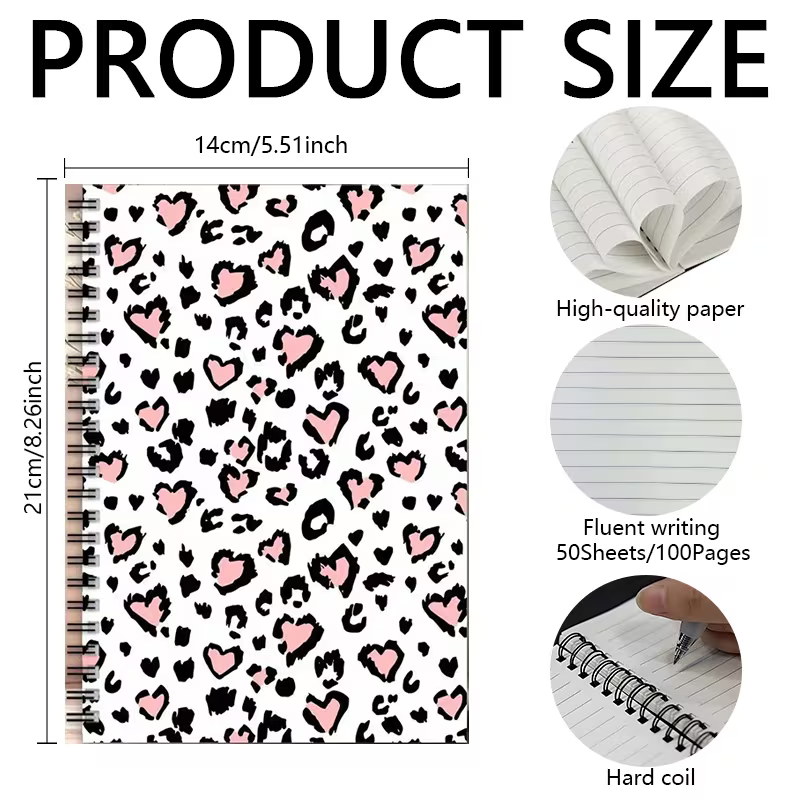 Fashionable Diary] 1 Stylish Pink Spiral Notebook,