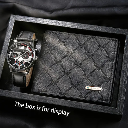 Style Quartz Wristwatch and Lightweight Elegant Wallet Set