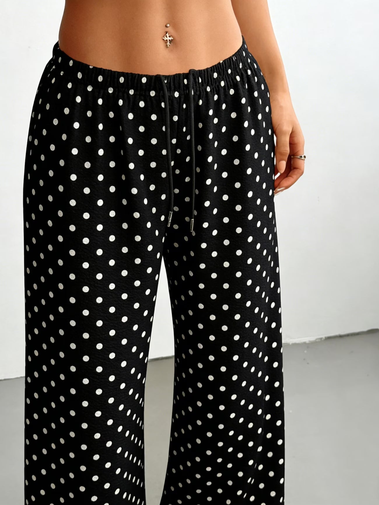 Ladies' Casual Sports Pants with a Stylish Polka Dot Print