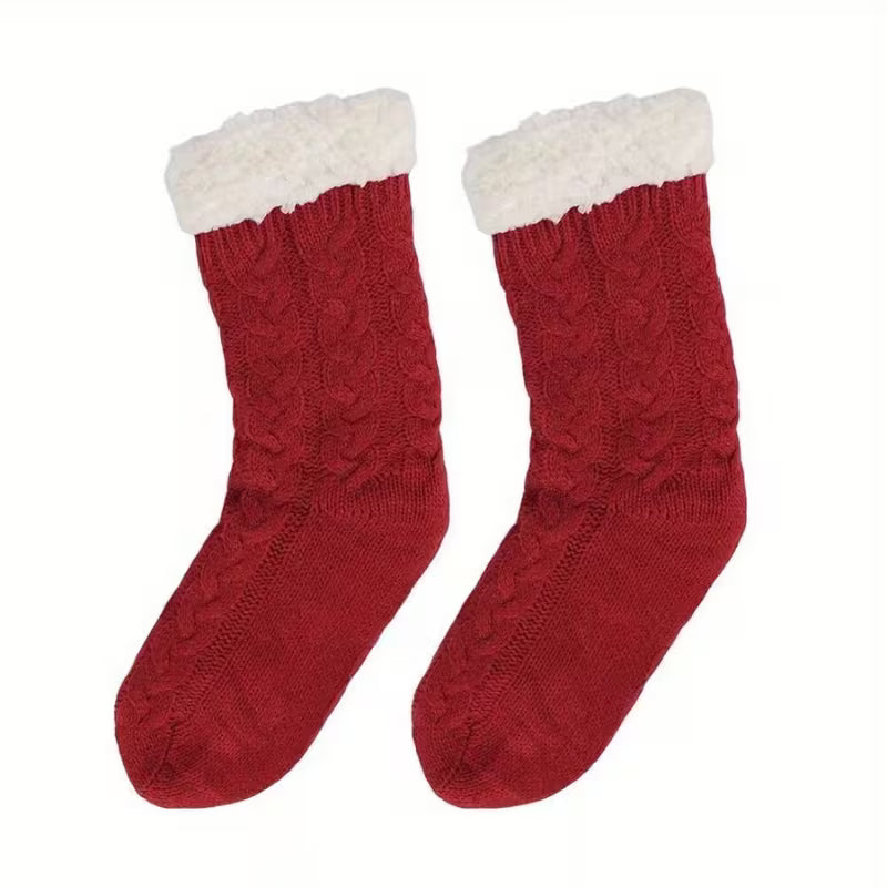 20cm Women's Thick Soft Warm Grip Slipper Socks