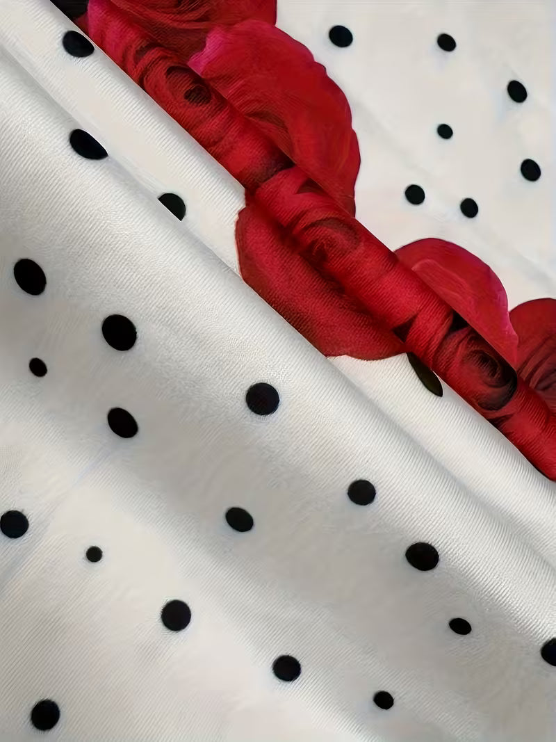 Women's T-Shirt with Elegant Heart Rose Design