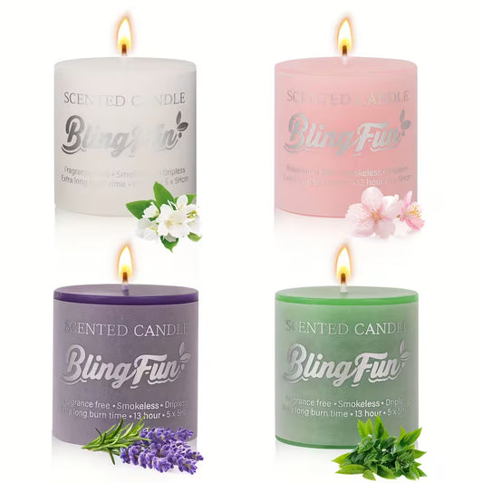 BlingFun 4pcs Flower Scented Candle Gift Set