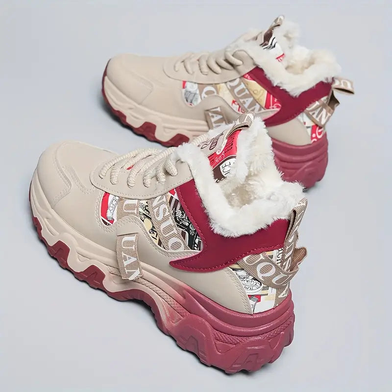 Women's Winter Warm Fleece-Lined Chunky Platform Sneakers