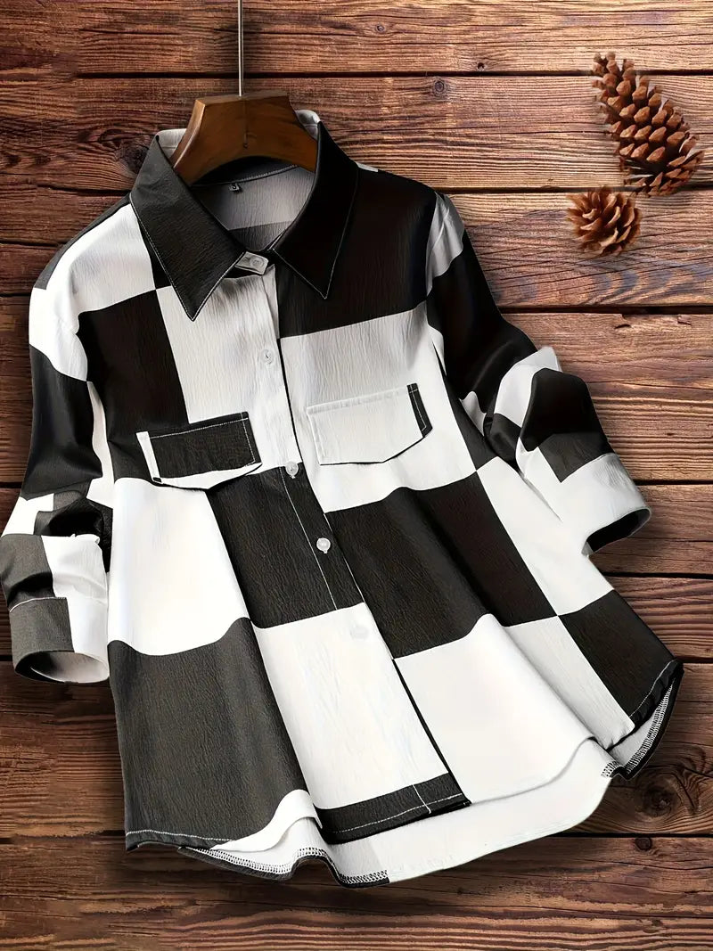 Plaid Print Button Front Shirt,