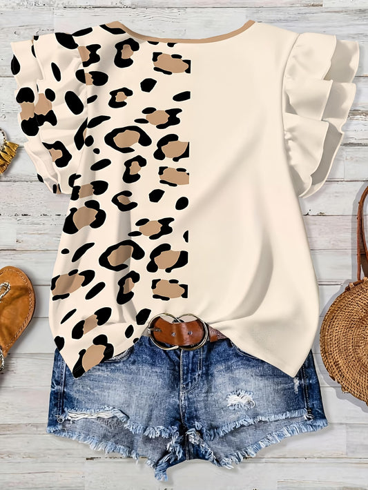 Women'S Stylish Casual T-Shirt with Unique Flutter Sleeves