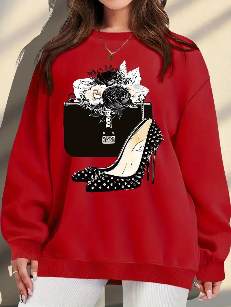 Women'S Plus Size Casual Crew Neck Sweatshirt