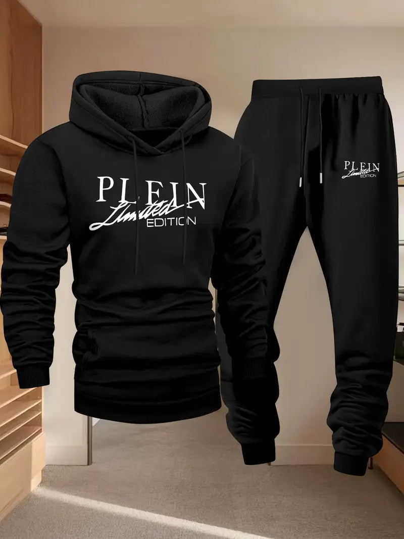 Men'S Long-Sleeve Hooded Sweatshirt Two-Piece Set