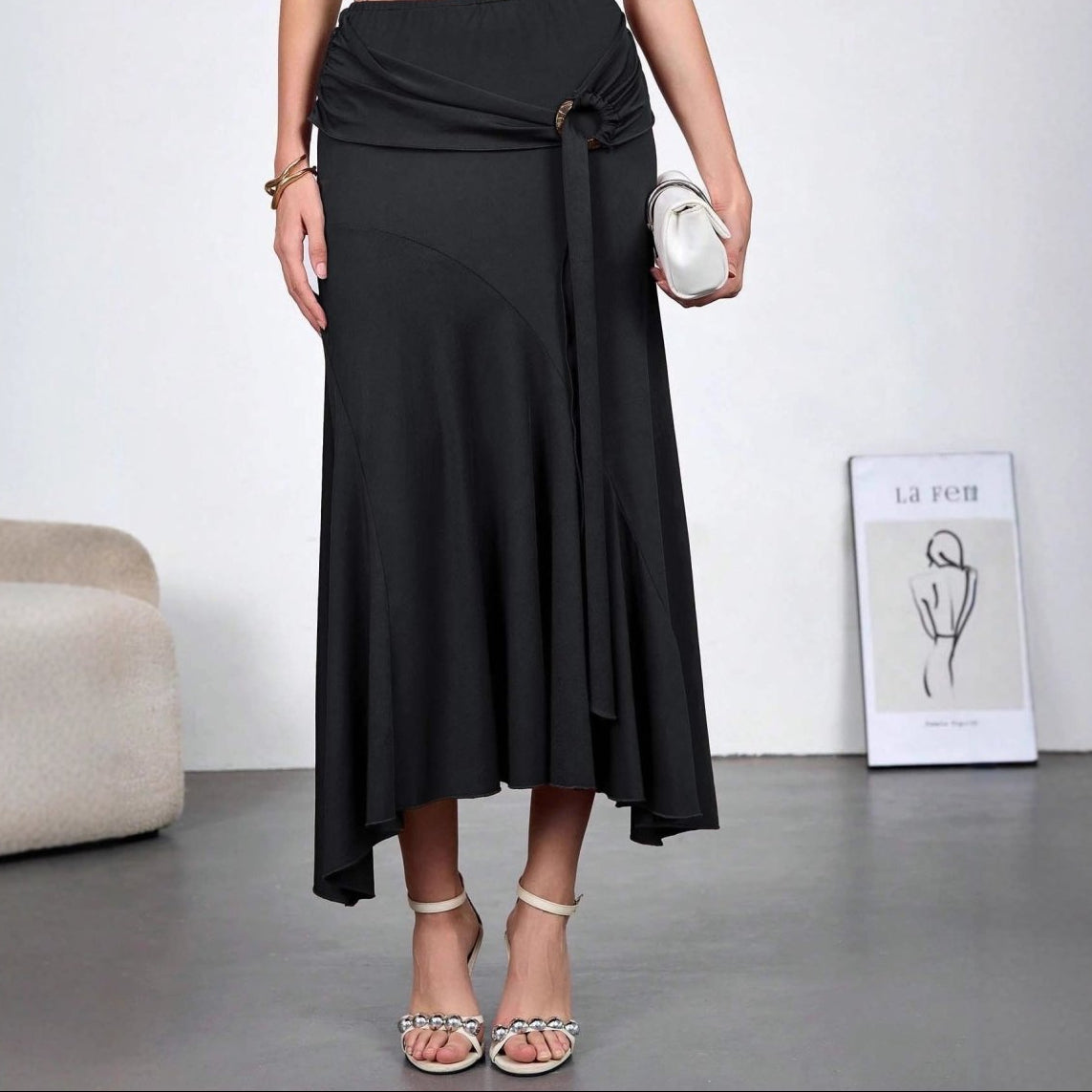 High-Waisted Tie Skirt