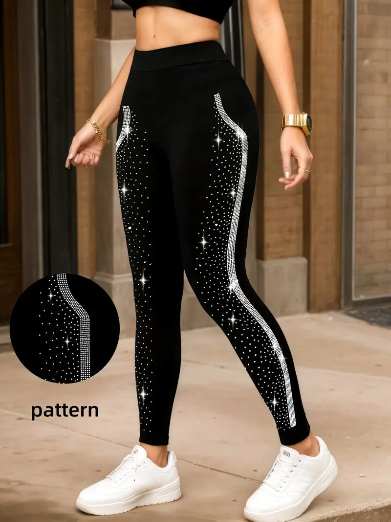 Women'S Black Sparkling Rhinestone