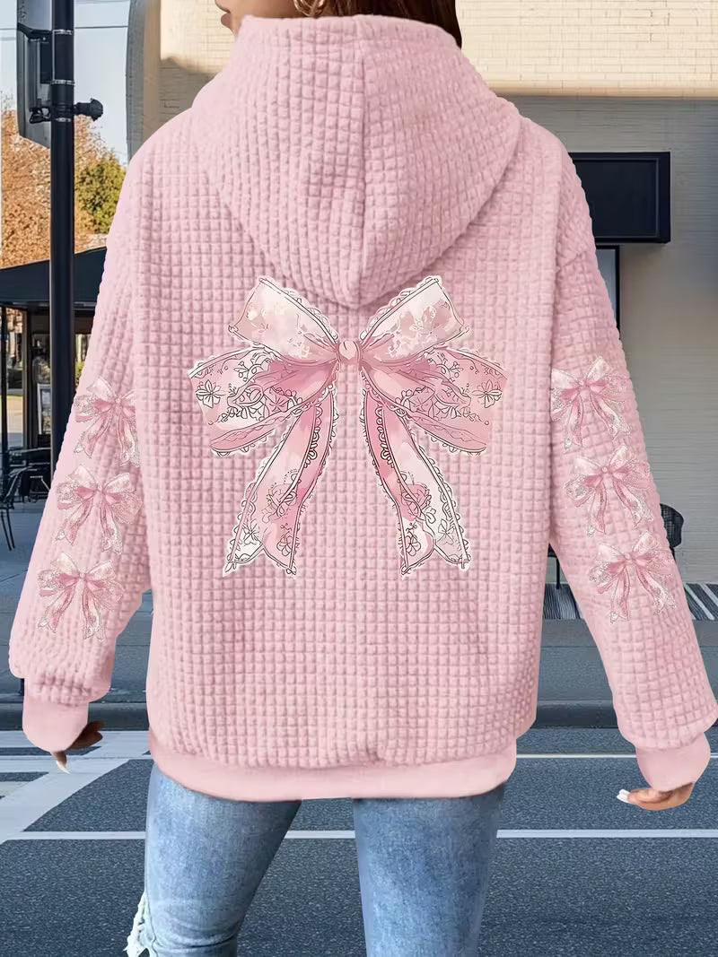 Women'S Casual Waffle Zip-Up Hoodie