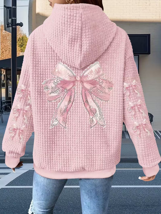 Women'S Casual Waffle Zip-Up Hoodie