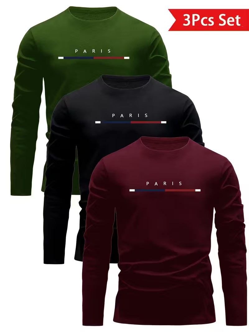 3pcs Men'S Long Sleeve T-Shirts