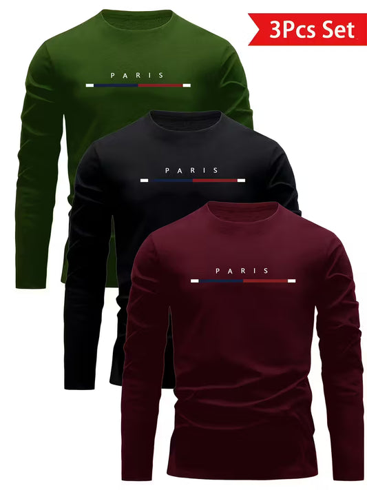 3pcs Men'S Long Sleeve T-Shirts