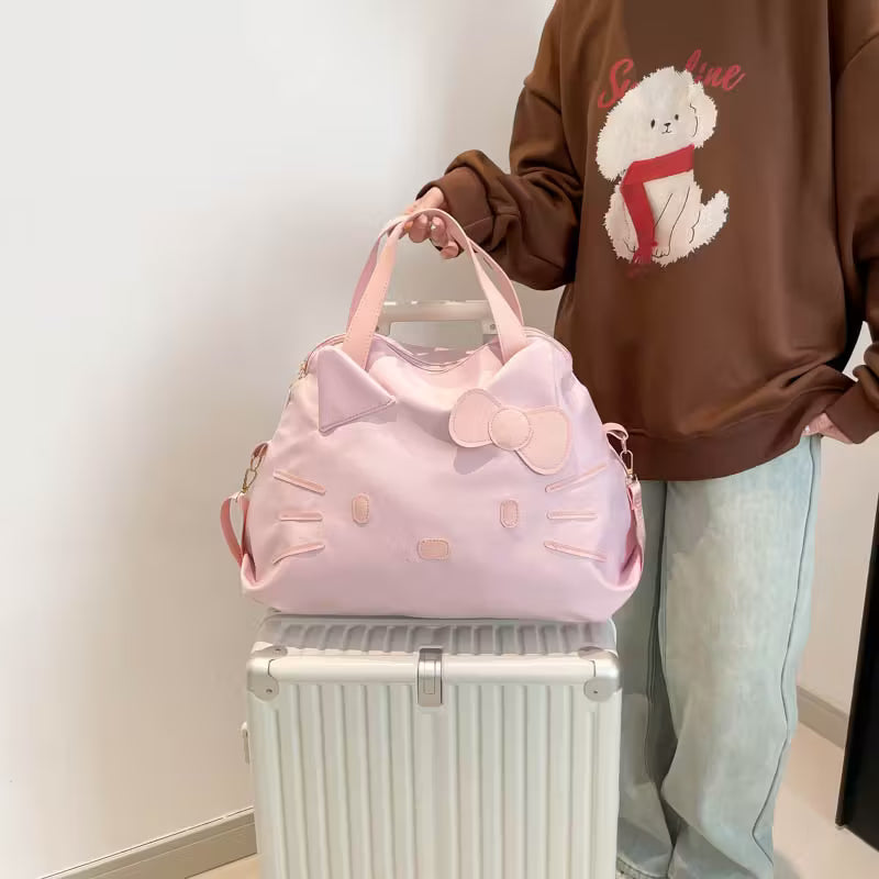 Hello Kitty Ladies' Cute Cat Face Pattern Nylon Tote Shoulder Bag