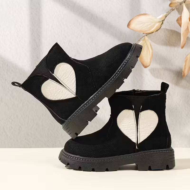 Girls & ' Plush Heart-Decorated -like Low-Top Winter Boots