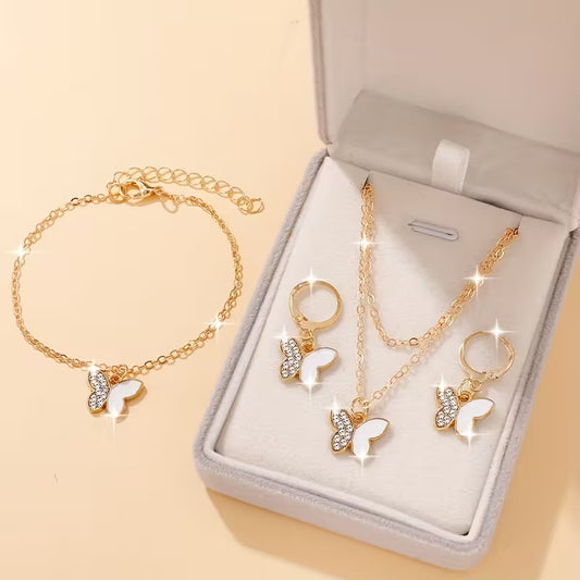 4pcs Elegant Bohemian Style Butterfly Jewelry Set