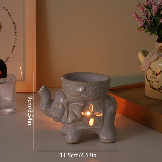 Elegant Elephant Ceramic Incense Holder