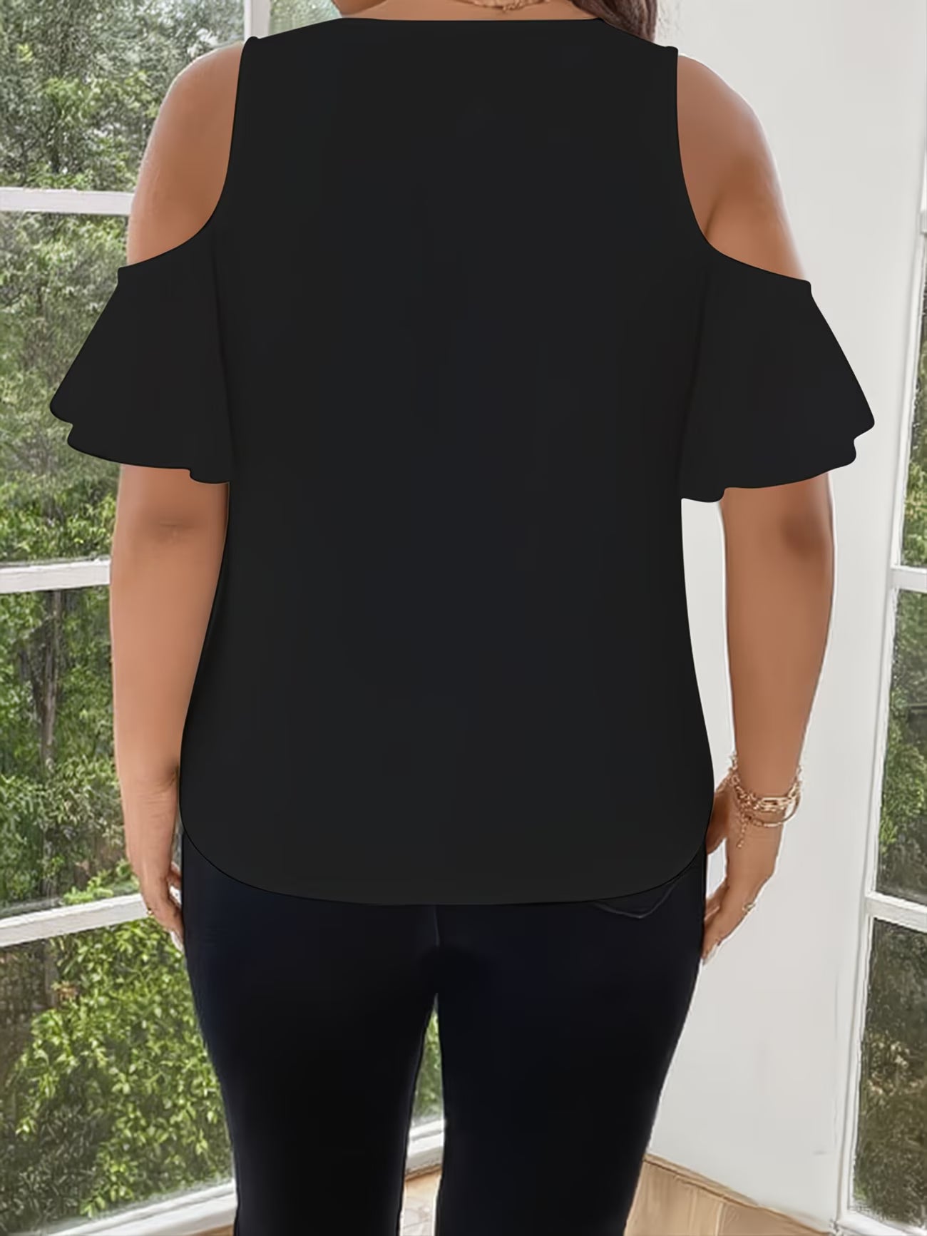 Off-Shoulder Batwing Short-Sleeve Breathable And Comfortable Printed Fashion Top for Plus-Size