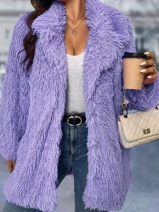 Women'S Plus Size Elegant Faux Fur Cardigan