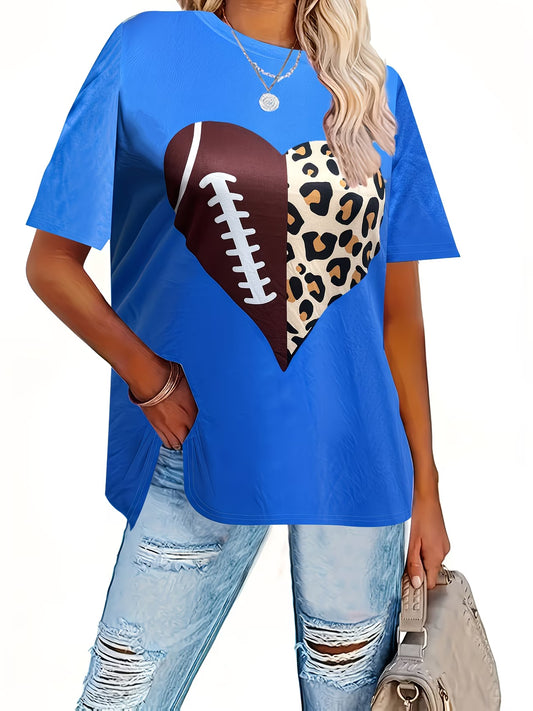 Plus Size Heart & Leopard Print Top
