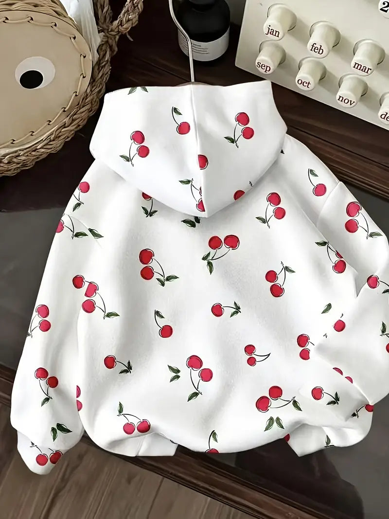 Women'S Cute Cherry Print Hoodie