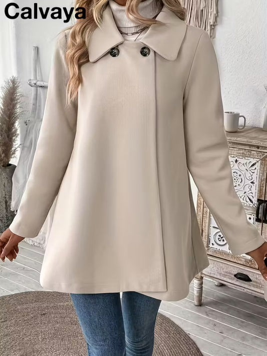 Plus Size Elegant Double-Breasted Coat