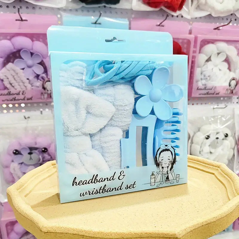 16pcs Women's Soft Pink Hair Tie & Face Washing Wrist Strap Set