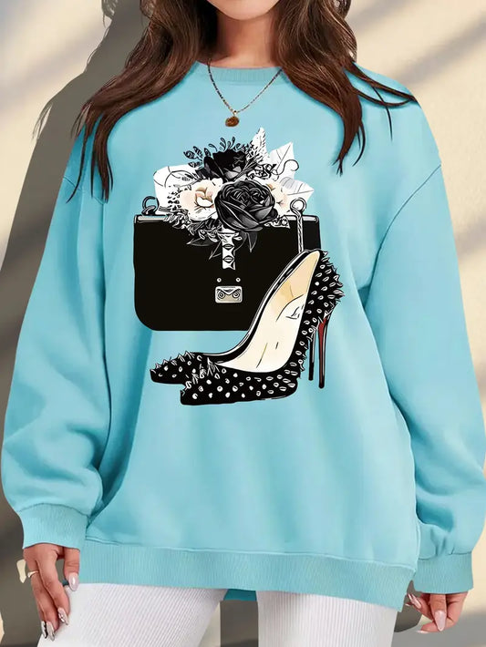 Women'S Plus Size Casual Crew Neck Sweatshirt