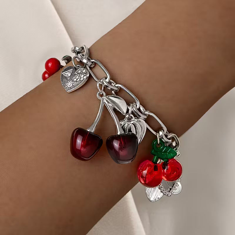 Exquisite and Adorable Red Cherry Bracelet