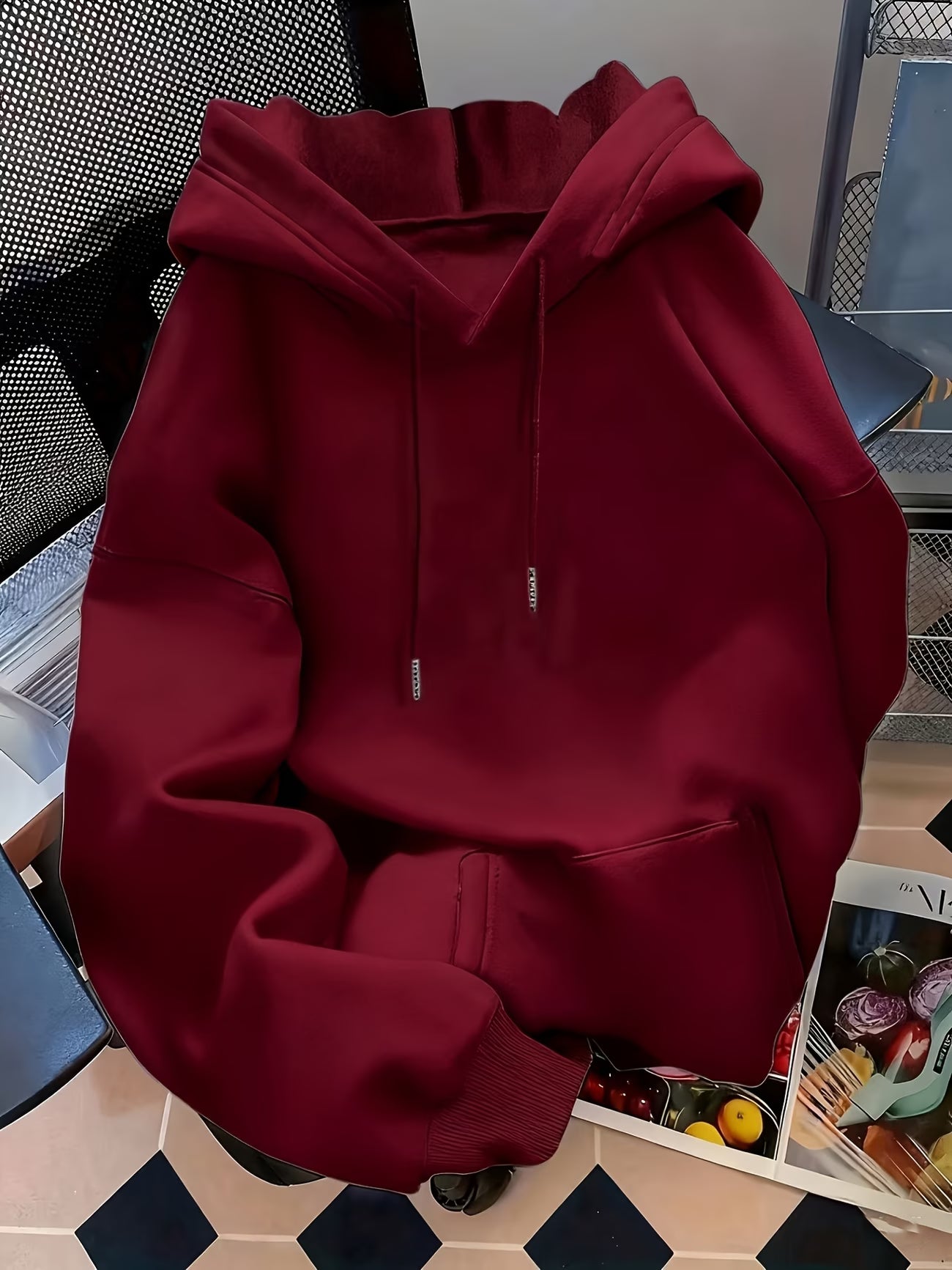 Women's Long Sleeve Drawstring Hooded Sweatshirt,