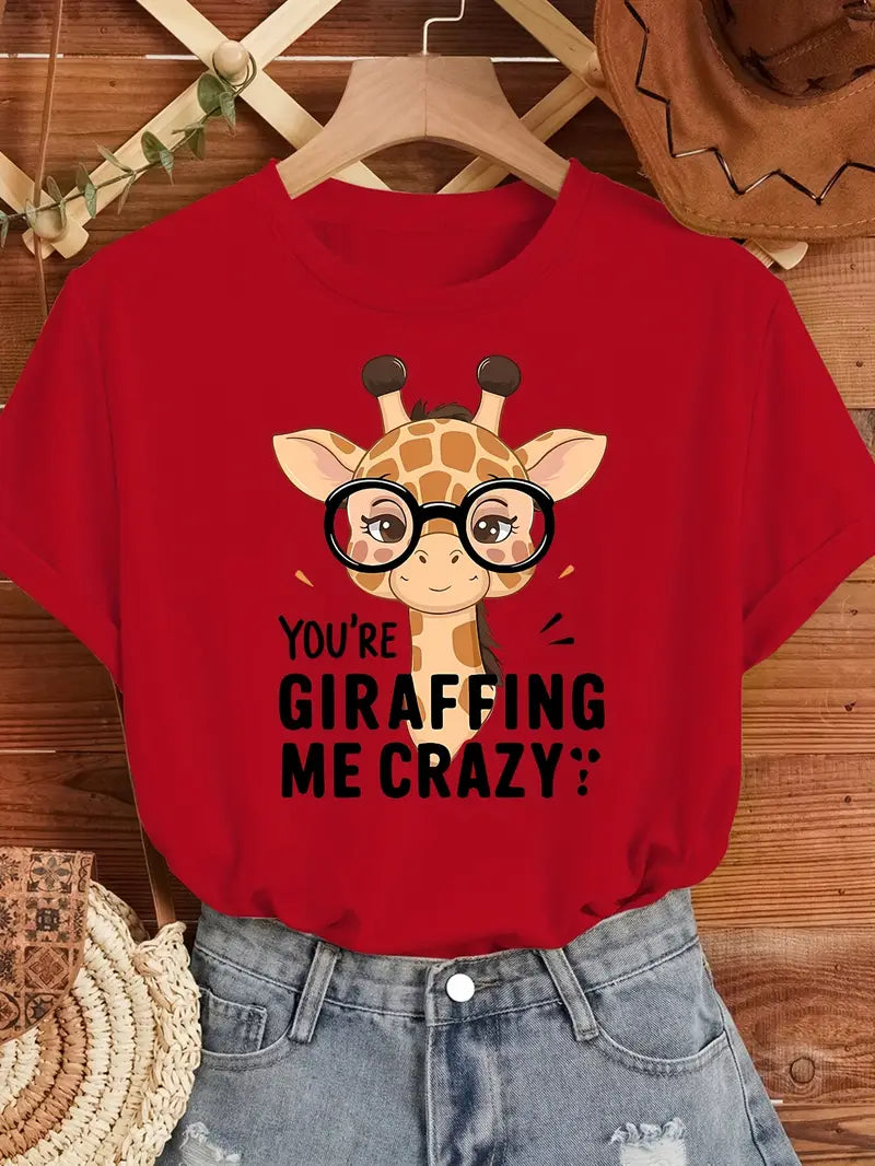 Women'S Cute Giraffe Graphic T-Shirt