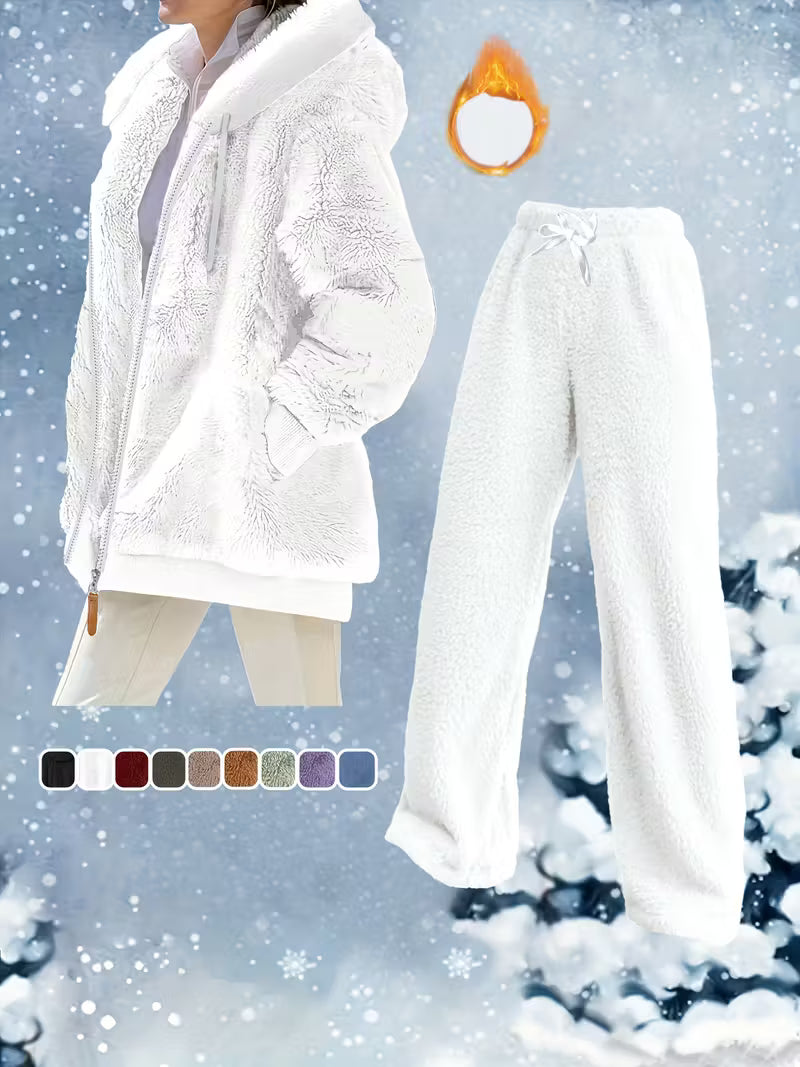 Women'S Cozy Fleece Hooded Sweatshirt & Pants Set