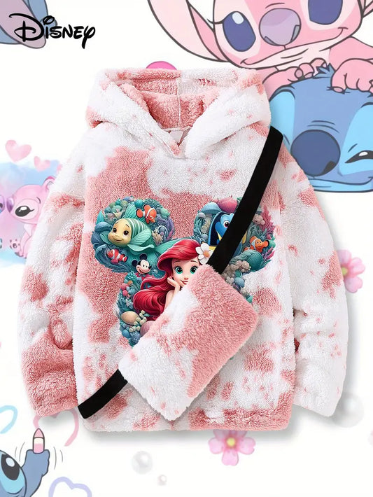 girls Long Sleeve Hoodie with Princesses' Print