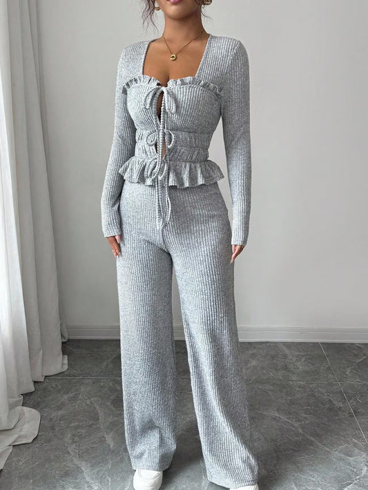 Elegant Top + Casual Pants Two-Piece Set