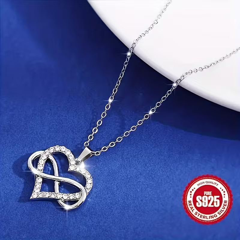 S925 Sterling Silvery Elegant Princess Square joyful Face Pendant Necklace