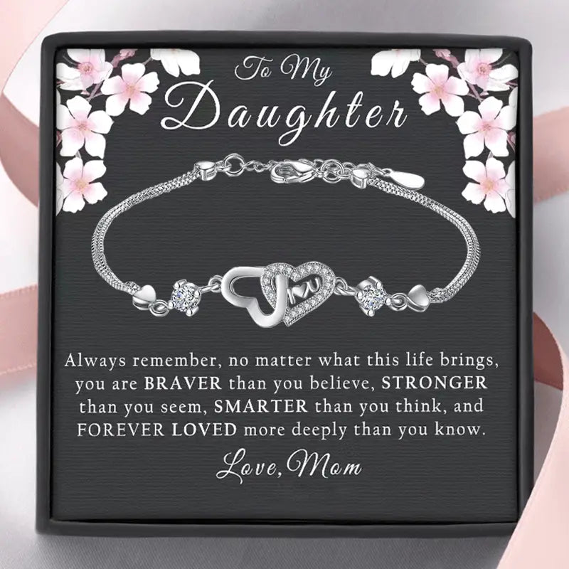 to My Daughter Adjustable Bracelets Forever Love Heart Charm Link Bracelets,