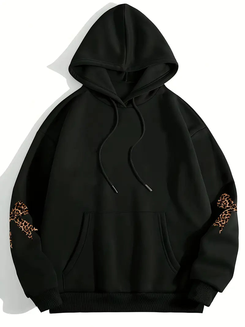 Plus Size Women'S Leopard Print Hoodie