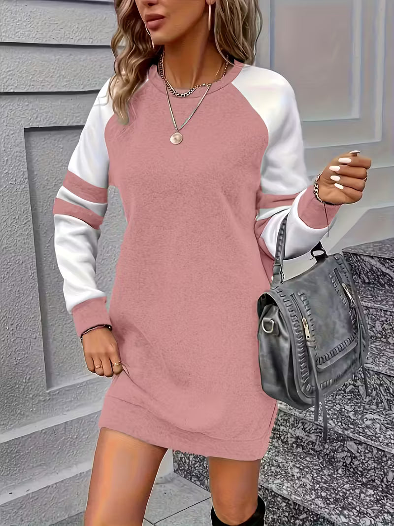 Women's Elegant Solid Color Round Neck Dress