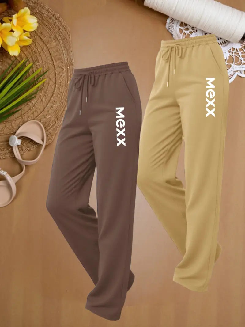 2pcs Women'S Casual Joggers with Drawstring Waist