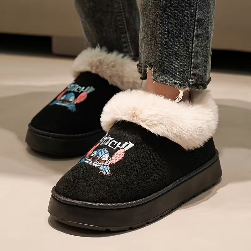 Embroidered Plush Slippers