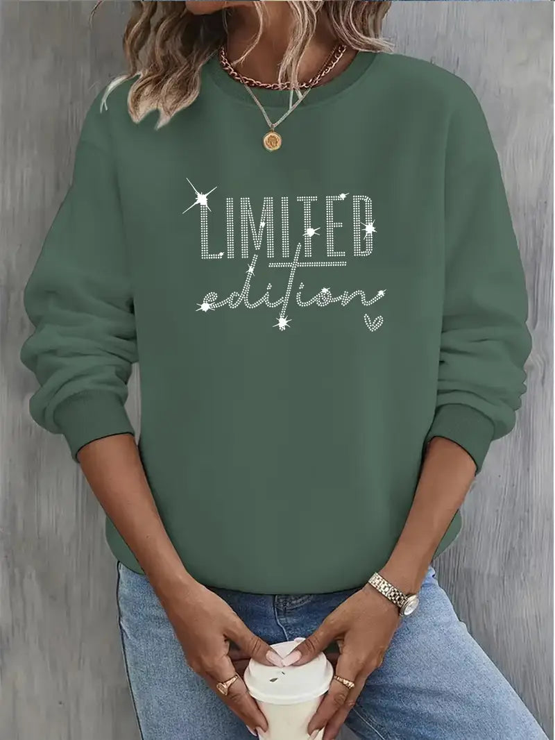 Women'S Limited Edition Glittery Letter Print Sweatshirt