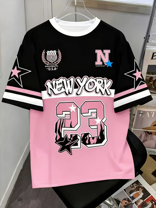 Plus Size, Women's Round Neck Printed T-Shirt