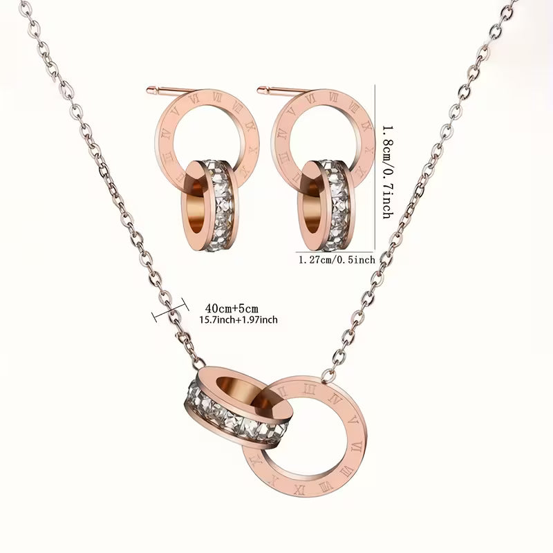 [Elegant Stainless] Stainless Steel Necklace And Earrings Sets