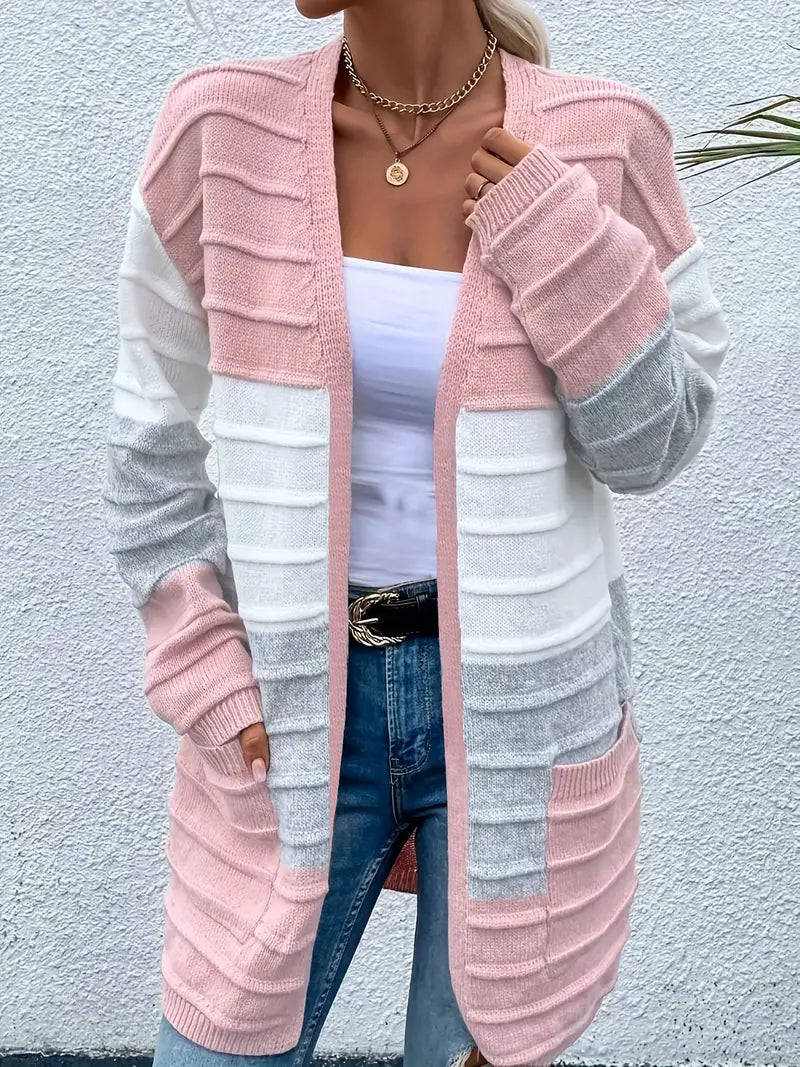 Cozy Color Block Knit Cardigan