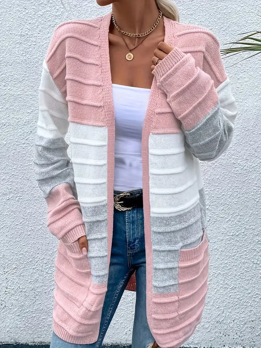 Cozy Color Block Knit Cardigan