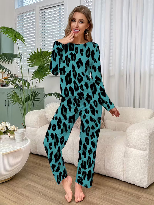 ;Cozy Long Sleeve Crew Neck Top &amp; Wide-Leg Pants,