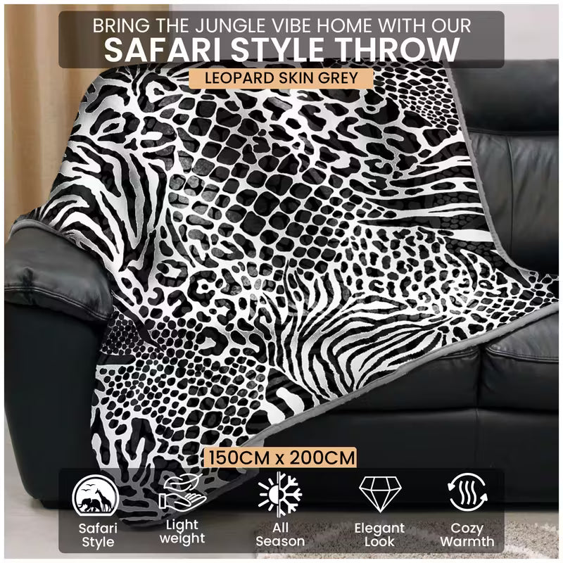 Luxury Animal Print Throw Blanket 150 x 200cm