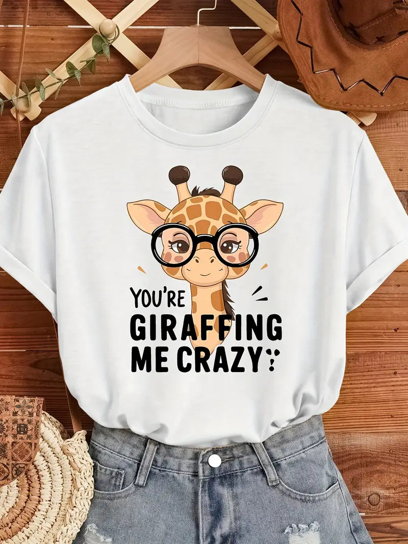 Women'S Cute Giraffe Graphic T-Shirt