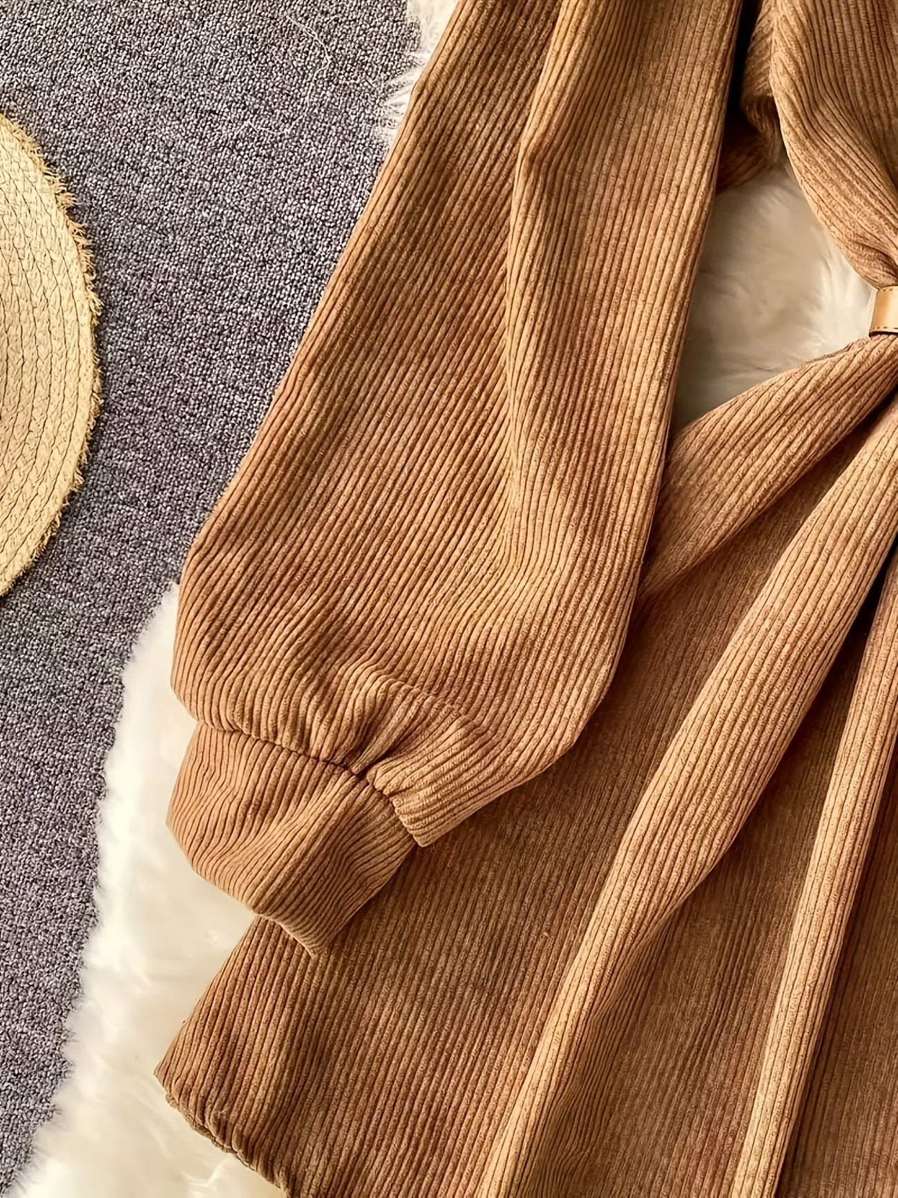 Elegant Brown A-Line Long Dress